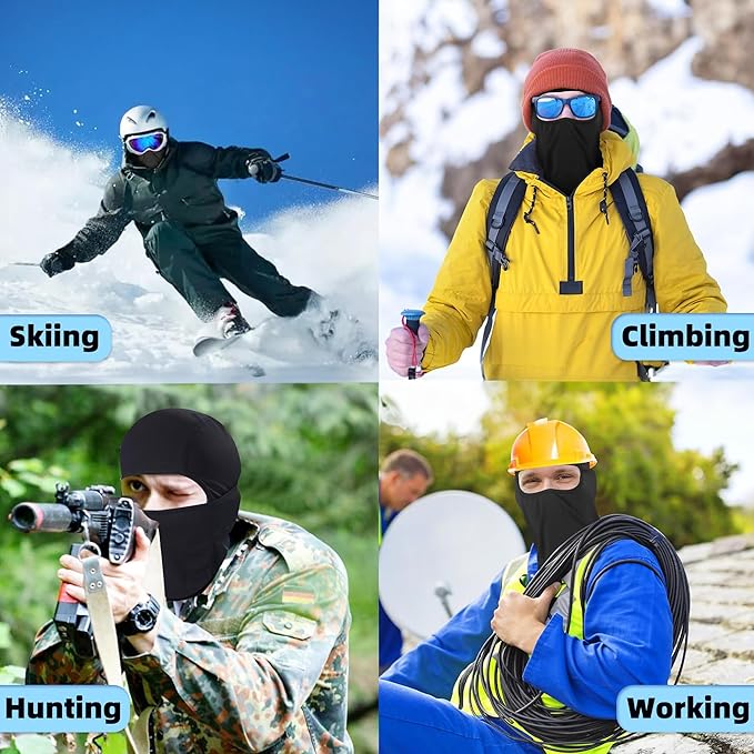 2 Pack Ski Mask Balaclava Face Mask, Breathable Face Cover Warm Windproof Neck Gaiter for Men Women Skiing Cycling Fishing