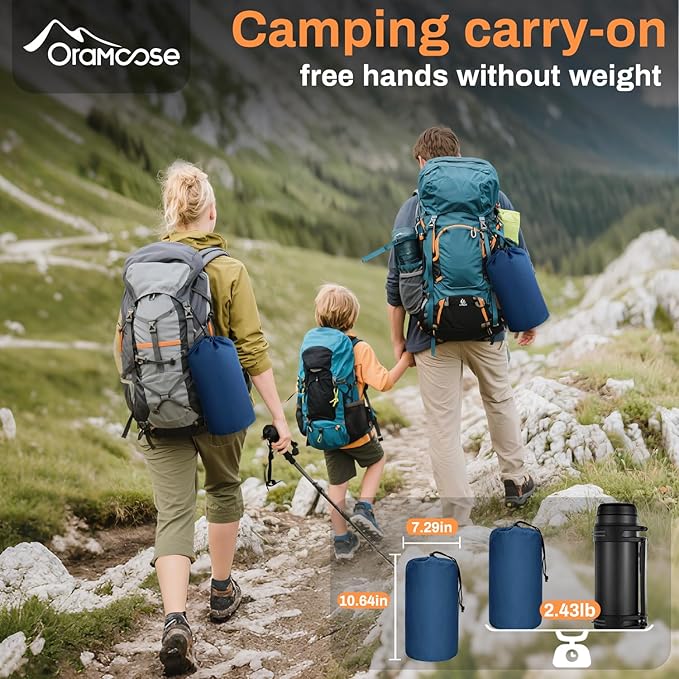 Double Sleeping Pad for Camping, Extra Thick 6 Inch Sleeping Mat Camping for 2 Person Self Inflating Camping Pad with Built-in Pillow & Foot Pump Inflatable Camping Mat for Backpacking Hiking Tents