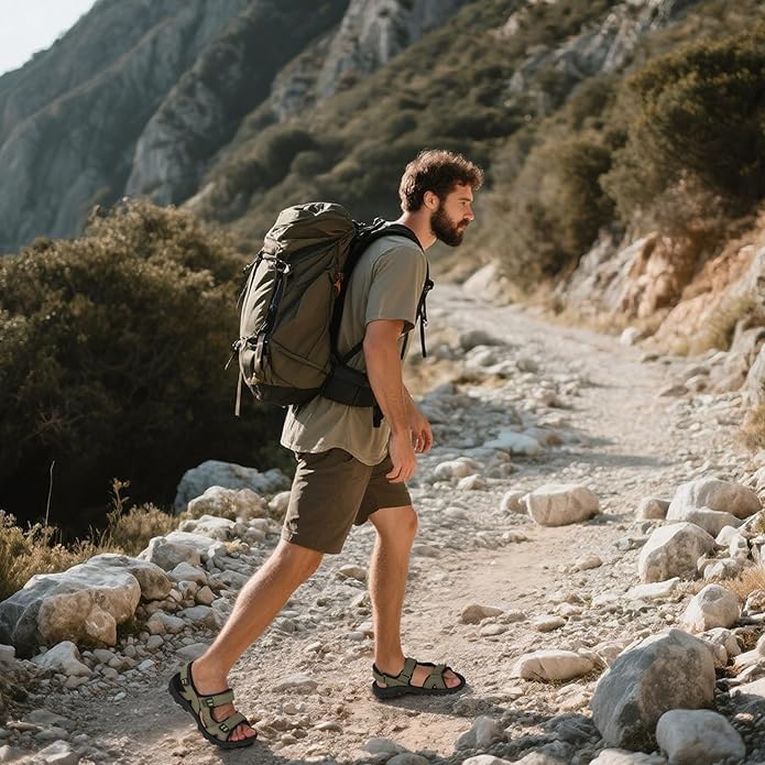 Men's Sandals Open Toe Water Sandals,Athletic and Outdoor Hiking Sandal Waterproof Lightweight with Adjustable Strap