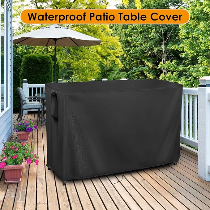 Kingling Outdoor Table Cover for Outdoor Bar Table, 73 Inch Waterproof Bar Height Patio Table Covers Outdoor Bar Prep Cover - 73''L x 32''W x 43''H