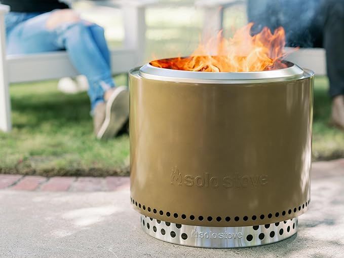 Solo Stove Bonfire with Stand | 19.5" Smokeless Fire Pit, Removable Ash Pan | Portable Stainless Steel Wood Burning Outdoor Fireplace, Ideal for 4–6 People, 21.75 lbs, Bronze