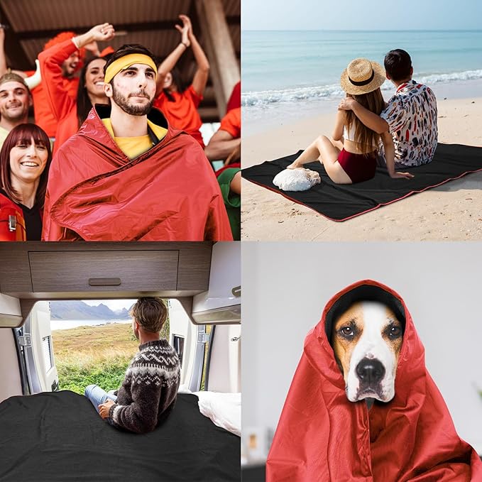 Fleece Waterproof Outdoor Blanket, Windproof Stadium Blanket for Camping, Picnics, and Sports Stay Dry and Comfortable 80"x58"