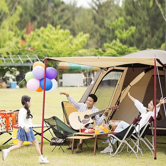 SAN LIKE Aluminum Tent Poles for Tarp - 75inch Adjustable Collapsible Poles for Awnings, Canopy, Rain Fly, Shelter - 2 Sets (5 Sections)