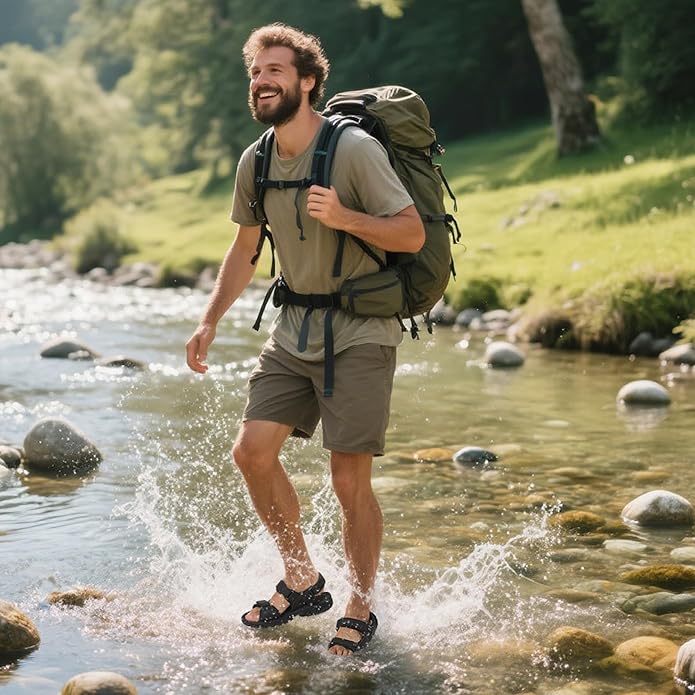 Men's Sandals Open Toe Water Sandals,Athletic and Outdoor Hiking Sandal Waterproof Lightweight with Adjustable Strap