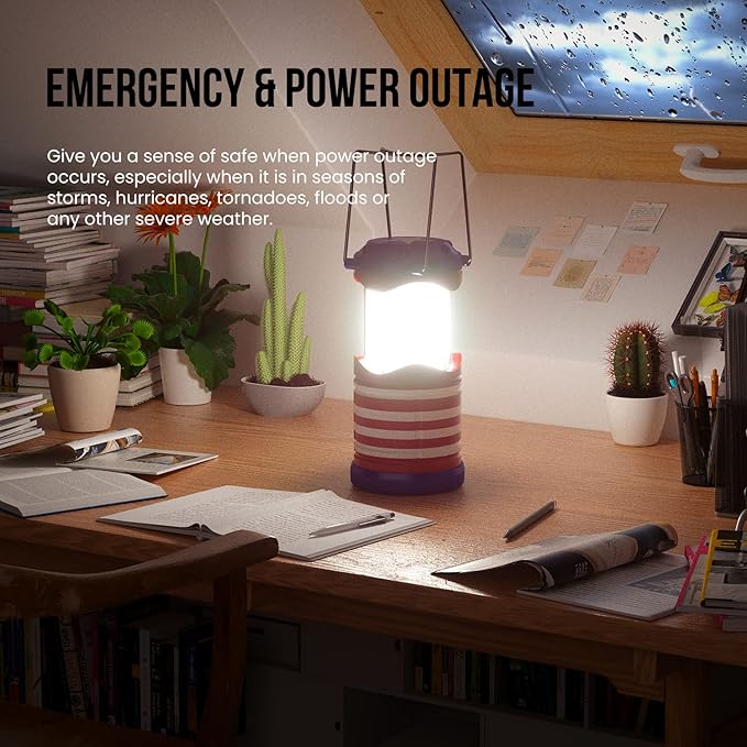 Lichamp LED Camping Lantern, 4 Pack Battery Powered Flashlight for Power Outages, Portable Collapsible Hanging Light Essential for Home, Outdoor, Emergency Lamp Survival Kit Gear for Hurricane, I4AF