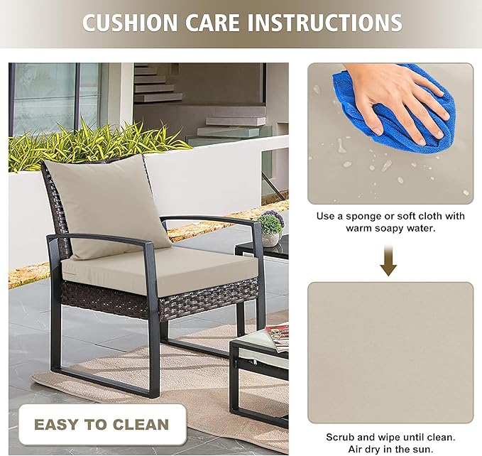 Outdoor Cushions for Patio Furniture, Waterproof Outdoor Chair Cushion w/Fade-Resistant, Removable & Machine-Washable Cover, 22x22 Inch, Deep Seat Sofa/Couch Pad Replacement – Set of 2, Cream
