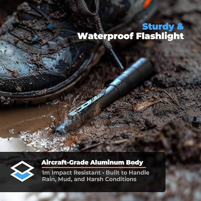 Rechargeable Pen Light Flashlight, 800LM Zoomable Pocket Flashlights with Clip Dual Modes LED Pen Flashlight Battery Powered Waterproof Bright Flashlights for Outdoor Home Emergencies (1, Black)