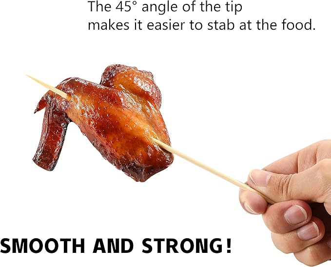 200 PCS Bamboo Skewers, 8 Inch Food Sticks for Appetizers, Fruit, Grilling Kebabs, Cocktail Picks for Drinks, Toothpicks Natural, Kitchen Gadget