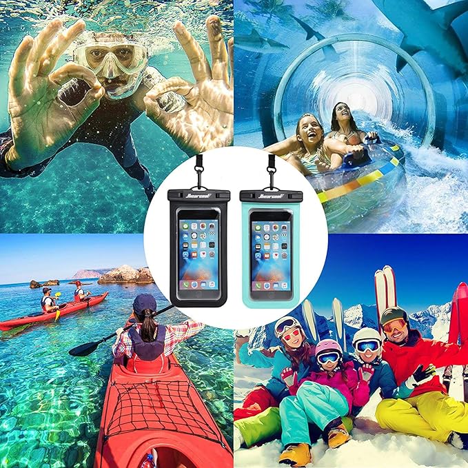 Hiearcool Waterproof Phone Pouch, Waterproof Phone Case for iPhone 16 15 14 13 Pro Max, IPX8 Cellphone Dry Bag Beach Cruise Ship Essentials 2Pack-8.3"