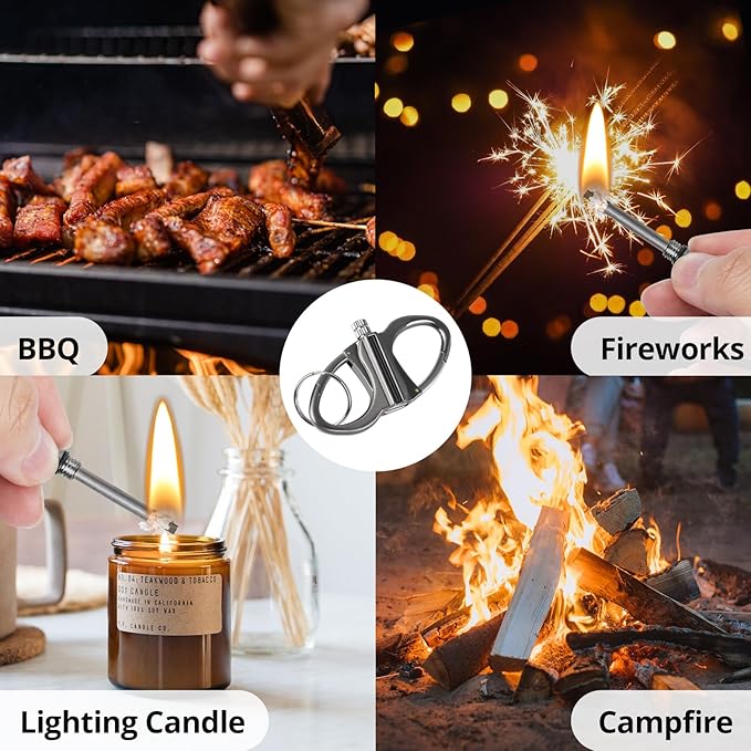 Keychain Lighter, Permanent Match Infinity Lighter, Reusable Waterproof Forever Matches Lighters, Metal EDC Emergency Flint Fire Starter, Survival Kit Gifts for Men Women Outdoor Camping