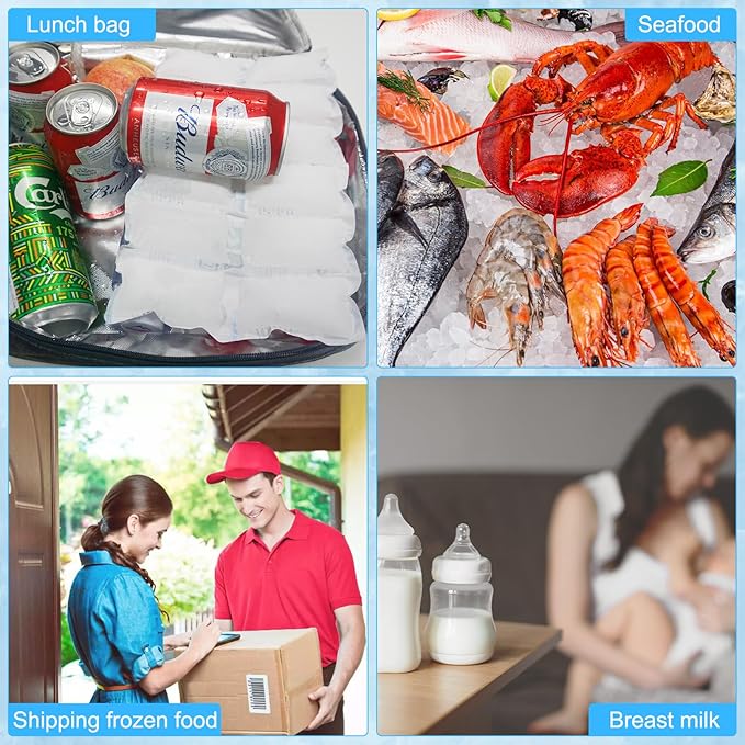 WORLD-BIO Shipping Ice Packs Small Cold Packs for Food Shipping, Long Lasting Dry Ice Packs for Coolers, Reusable Ice Sheets for Coolers Freezer Packs, 96 Cells