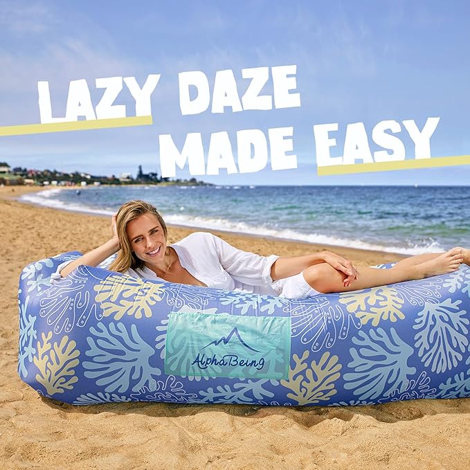 AlphaBeing Inflatable Lounger Beach Chair Accessories, Air Sofa Hammock Inflatable Couch for Camping Backyard Lakeside with Compression Sacks, Ideal Outdoor Gifts for Adults