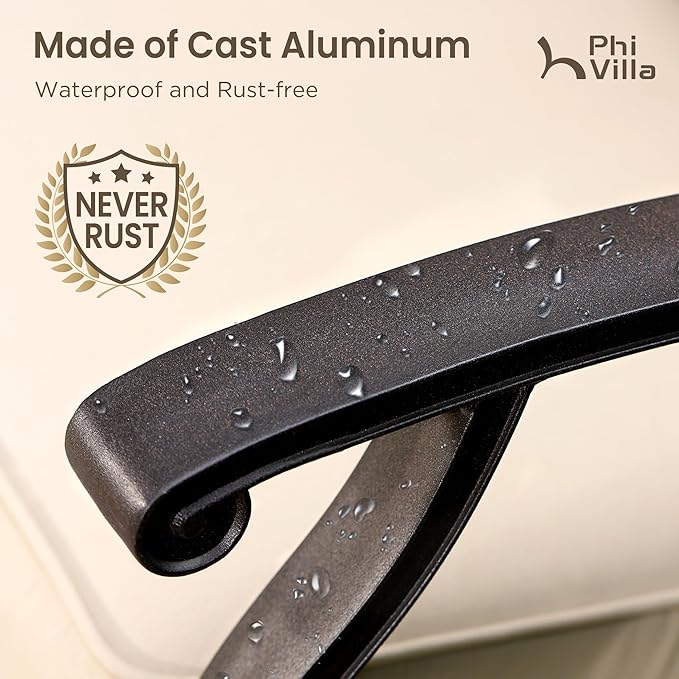 PHI VILLA Cast Aluminum Patio Bar Set with 2 Outdoor Swivel Bar Stools & 42" Pub Bar Height Table (1.96" Umbrella Hole), All Weather Furniture Bistro Table Chairs Set for Lawn, Garden