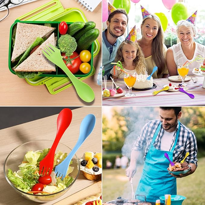 30Pcs Plastic Sporks Tritan Sporks 3 in 1 Travel Fork for Camping, Travel, Home, Restaurant (7 Inch)