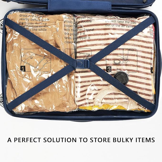 Vacuum Storage Bags 8 Large, Space Saver Bags with Travel Hand Pump, Compression Airtight Sealer Bags for Clothes, Bedding, Pillows, Comforters, Blankets