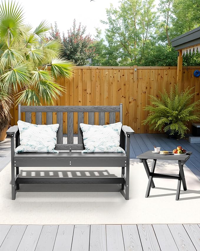 SERWALL Folding Outdoor Side Table Set of 2, Portable Adirondack Side Table, Gray