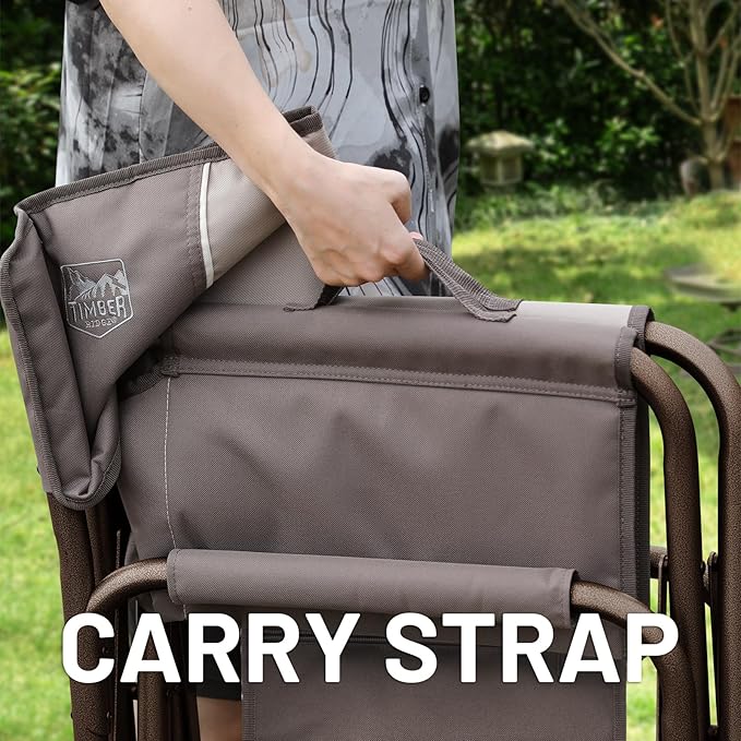 TIMBER RIDGE Aluminum Oversized Camping Chair, Lightweight Portable Directors Chair with Side Table Detachable Side Pocket for Outdoor Camping, Lawn, Picnic, Support 400lbs Tan