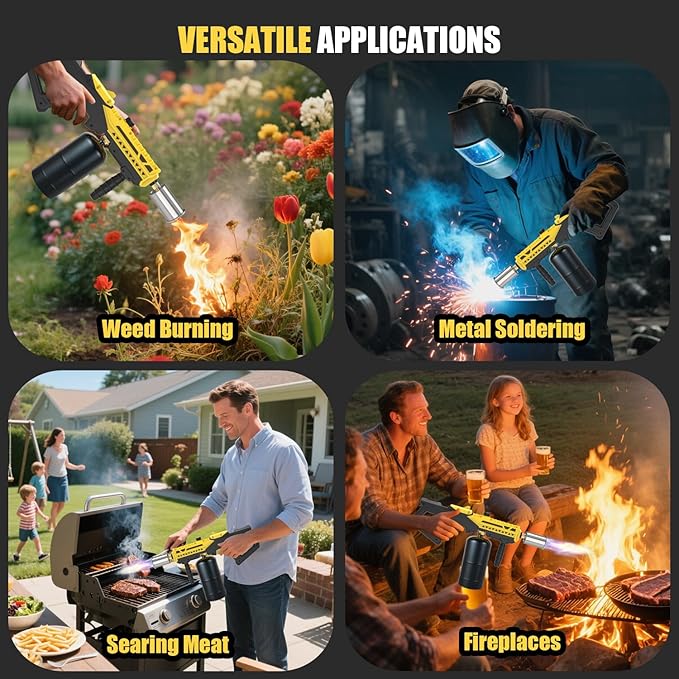TBTeek Propane Torch, Powerful Propane Grill Torch Gun, Kitchen Blow Torch for Cooking, Adjustable Weed Burner Torch, Charcoal Lighter for BBQ, Searing Steaks, Campfire, Welding(Tank Not Included)