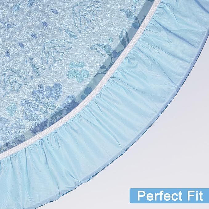 Round Tablecloth Fitted Elastic Table Cover Waterproof Table Cloth for Dinner, Party, Picnic,Camping, Round Table Cover for Indoor Outdoor