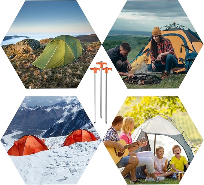 Tent Stakes, 10PCS Heavy Metal Tent Pegs, Professional Camping Tools for Outdoor Trips, Suitable for Strong Winds and Various Ground Tent Pegs, Designed for Camping (10, Red)