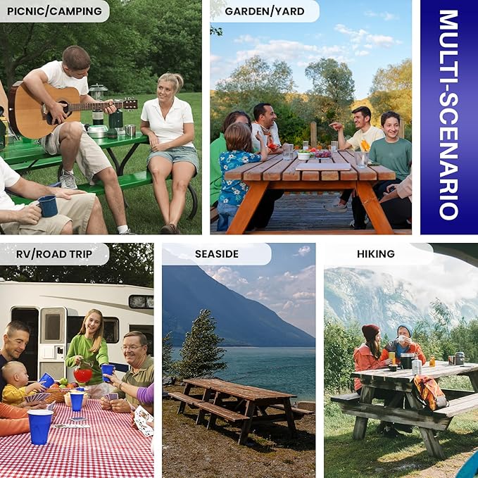 96x30 In Fitted Picnic Table Cover with Bench Covers Heat Resistant Outdoor Water Proof Rectangular Table Cloth Accesorios Para Camping Patio Campers Gear Kit Gifts for Coworker Friendship