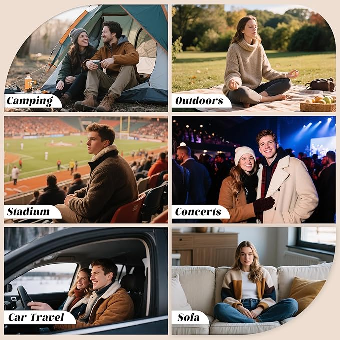 Outdoor Camping Blanket, Poncho Wearable Pocket Blankets, 74.5 in * 63 in, Warm, Comfy, Durable & Portable, Machine Washable, for Stadium, Concerts, Car Travel, Sports, Hiking, Sofa. (Green)