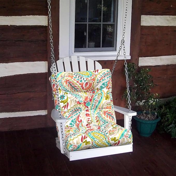 LVTXIII Outdoor Low Back Chair Cushions, Seasonal Replacement Adirondack Chair Cushion with Ties, Patio Waterproof Seat Cushions for Home Garden Use, 21 W x 21 D, Set of 2, Pretty Paisley