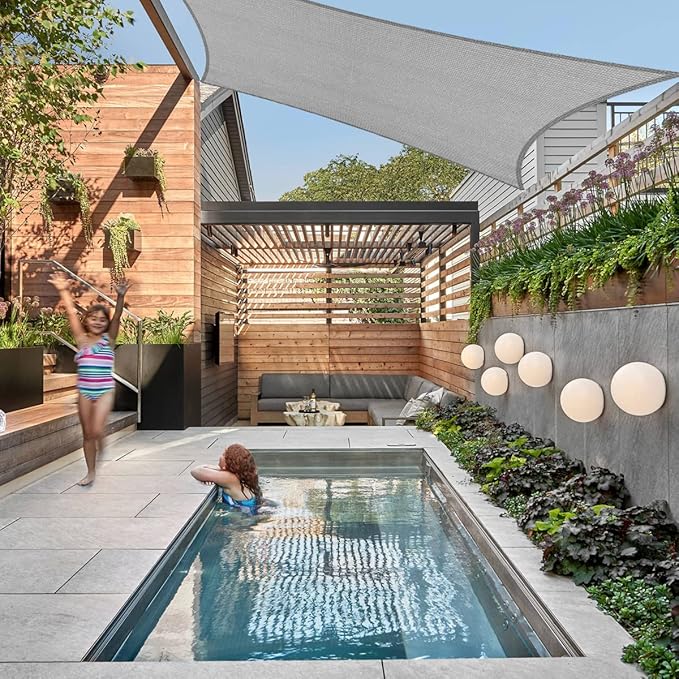 6' x 24' Grey Outdoor Sun Shade Sail Canopy ??UV Resistant Permeable Awning Fabric for Patio, Garden, Backyard, Pergola, Carport, Lawn Shelter Cover