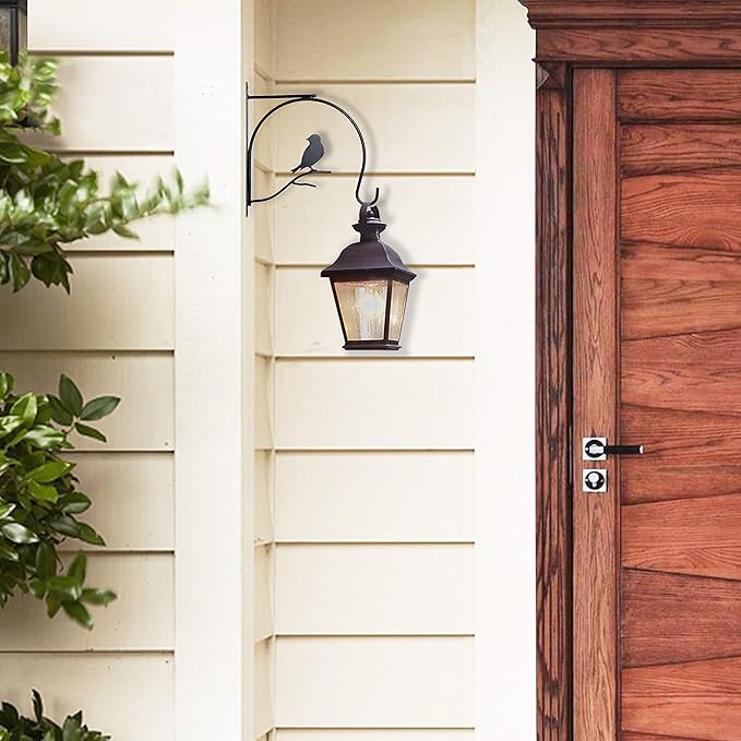 Hanging Plant Bracket 10 Inch 2 Pack Metal Iron Wall Hooks Decorative for Bird Feeders Plant Hanger Wind Chime Lanterns Indoor Outdoor, Black