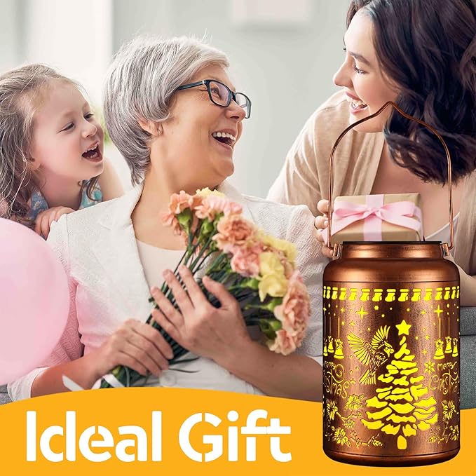 Solar Lanterns Outdoor Waterproof Garden Decor Birthday Gifts for Women Mom Grandma Hanging Lights Metal Decoration Outside for Yard, Patio,Backyard,Porch(Christmas Red Bird)