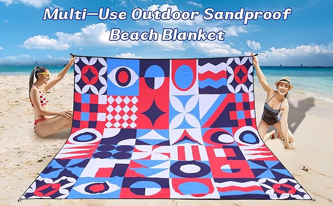 Beach Blanket Waterproof Sandproof Extra Large Beach Mat 79" X 83"/120"x108"for 1-8 Adults Quick Drying Durable Outdoor Picnic Mat for Beach Travel Camping Hiking