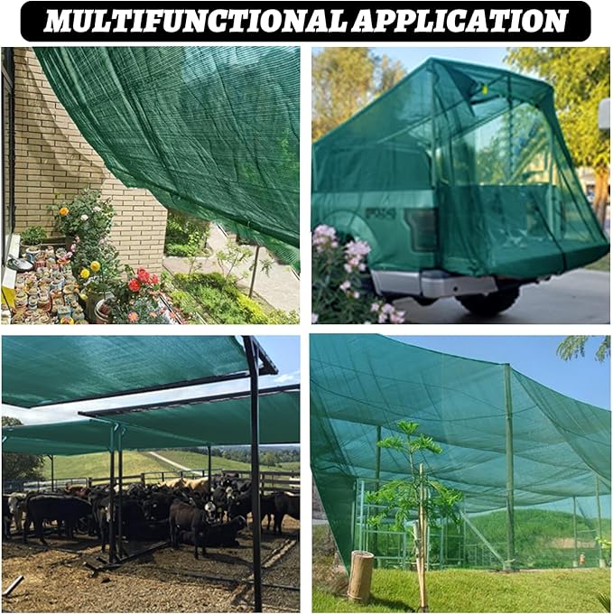 Cool Area 55% Sun Shade Cloth Mesh Tarp with Grommets for Plant Cover 6x12ft Patio Canopy Garden Pergola Greenhouse Car Barn Kennel Green