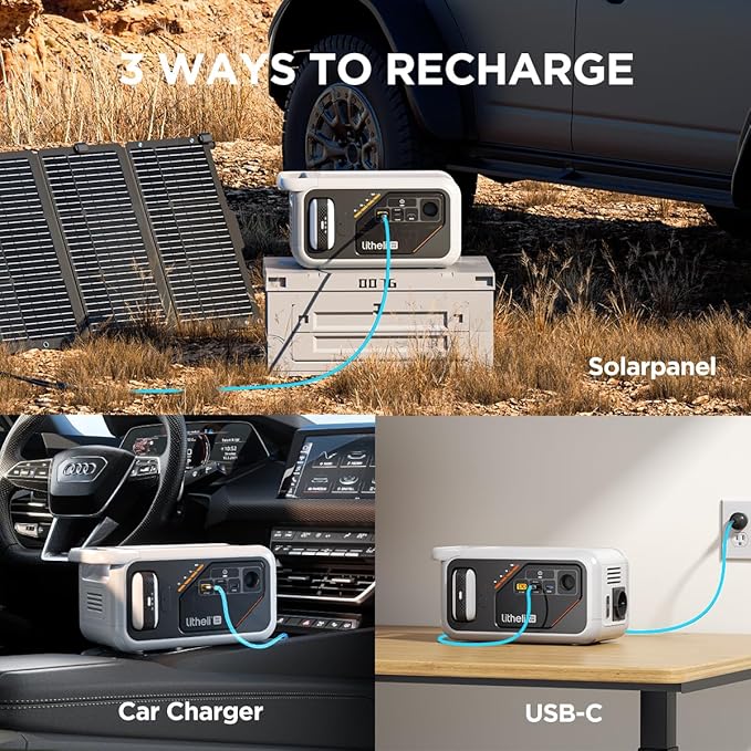 Litheli 218 Series Portable Solar Generator Power Station 216Wh With 200W AC Outlet, 0-95% in 50Min, Generator for Home Use Outdoor Emergency RV Van With 100W Solar Panel