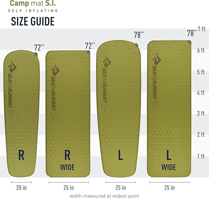 Sea to Summit Camp Self-Inflating Foam Sleeping Mat for Camping and Backpacking, Rectangular - Large (79 x 25 x 1.5 inches)