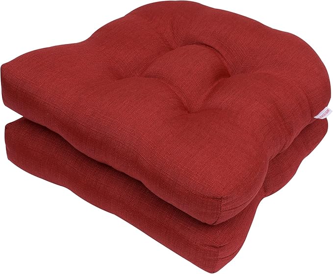 RACE LEAF 17" x 17" Patio Chair Seat Pads Red - Outdoor/Indoor Patio Cushions Set of 2 - Replacement Cushions for Chairs and Seating - Olefin Seat Pads for Porch, Deck, and Garden Seats