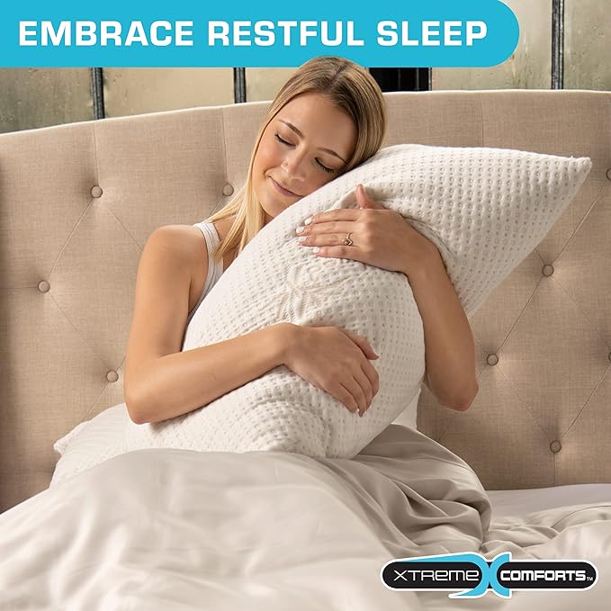 Xtreme Comforts Pillows for Sleeping - GreenGuard Gold Certified Adjustable Standard Memory Foam Pillow for Side, Back & Stomach Sleepers w/Removable Cooling Zipper Cover - Made in The USA