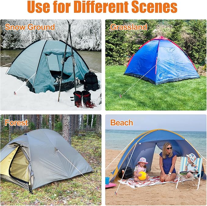 Eurmax USA Hiking Camping Tent Stakes and Hammer Set Lightweight Multi-Function Tent Hammer with Tent Stake Remover,Tent Pegs for Camping, Hiking, Backpacking, Gardening(Silver Stakes)