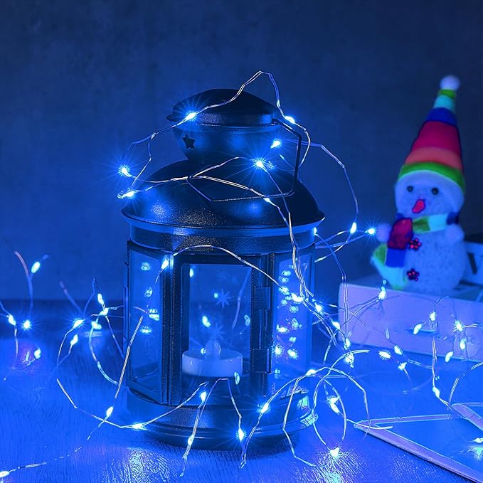 Macarrie 6 Pcs USB String Lights 33 ft 100 LED Fairy Lights Powered String for Christmas Indoor Outdoor Wedding Party Tree Home Festival Garden Decoration (Blue)