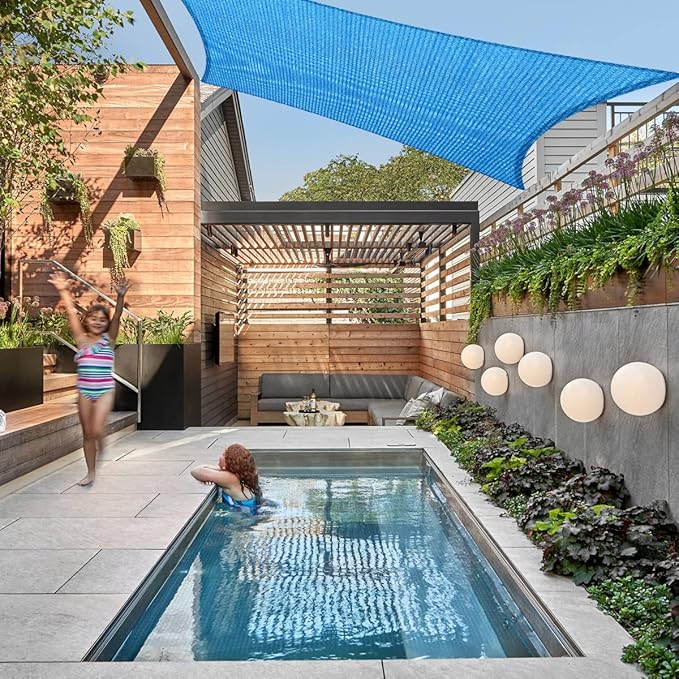 5' x 7' Blue Outdoor Sun Shade Sail Canopy ??UV Resistant Permeable Awning Fabric for Patio, Garden, Backyard, Pergola, Carport, Lawn Shelter Cover