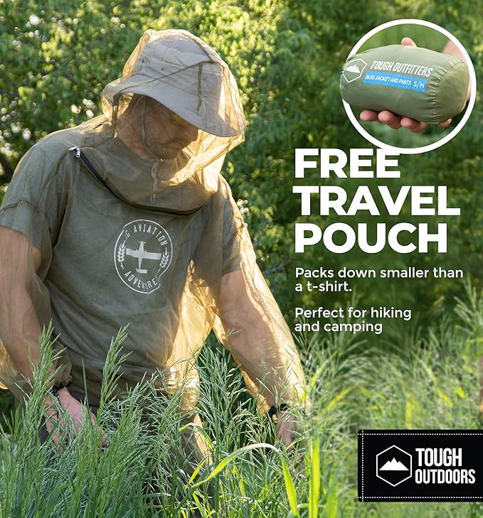 Tough Outfitters Mosquito Suit Jacket & Pants - Mosquito Repellent Clothing for Men & Women - Insect, Bug Proof Net Mesh Suit for Gardening & Outdoor - from Flies, Tick, Gnats - Med