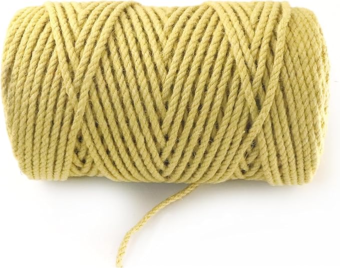 4mm x 200 Feet Yellow Jute Rope, Twine for Gardening Tomato Climbing Plant Tie Floristry Crafts Gift Wrapping Packing Decor