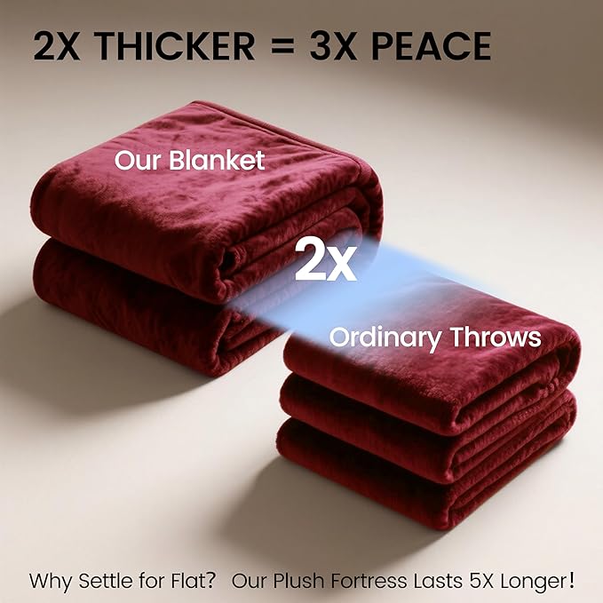 gogobunny Waterproof Bed Blanket, Reversible Sherpa Fleece Throw Blanket for Dog Puppy Cat, Furniture Cover Protects Bed Couch Sofa from Liquid Pee and Pet Fur (Romantic Red, 90x108 inches)