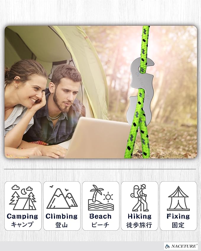 Rope Tensioner Aluminum Alloy Camping Tent Guyline Cord Adjuster Camping of Gear for Camping, Hiking, Backpacking Ultralight Tent Stakes Guy Lines (Sliver, 10 Pack)