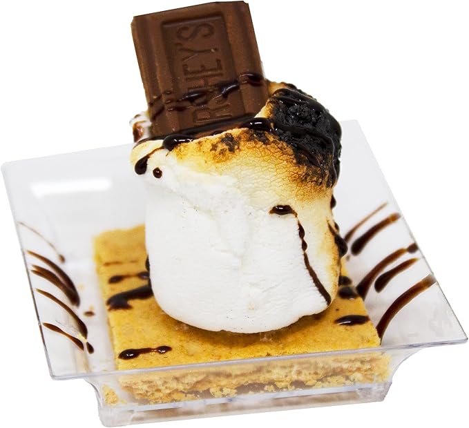 CMJJ 48 Pack Eco-Wheat Tiny Square Serving Tray Mini Appetizer Plates for Parties, Disposable Small Wheat Plastic+PP for all Party Essentials!