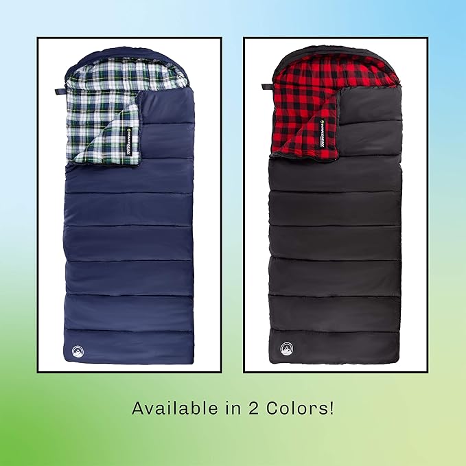 Sleeping Bag - Lightweight Envelope-Style 32F Rated Outdoor Sleeping Bag with Hood and Carry Case for Backpacking, Camping and Hiking by Wakeman (Navy)