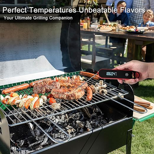The Latest Thermocouple Instant Reading Meat Thermometer Digital,Faster Less Than 0.6 Second Response,IP67 Waterproof Thermometer Suitable for Grilling, Cooking,BBQ Gifts for Men (Red)