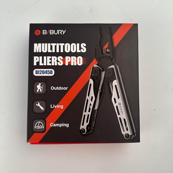 BIBURY Multitool Pliers Pro BI2045, Stainless Steel 31-in-1 Multi Tool Pliers with Replaceable Wire Cutters and Saw,Foldable Multitools with Scissors and Screwdriver, Ideal for Camping,Survival,Repair