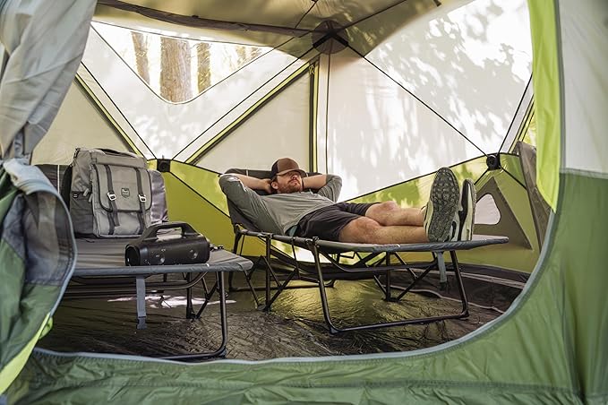 TIMBER RIDGE Portable XL Folding Camping Cot for Adults - Ultra Fast Setup, Heavy Duty 300 LBS Support, Gray