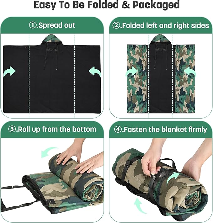 Catalonia Waterproof Stadium Blanket, Windproof Wearable Poncho for Football Sideline & Sports Events for Fans, Portable, Durable Outdoor Blanket for Camping & Tailgating