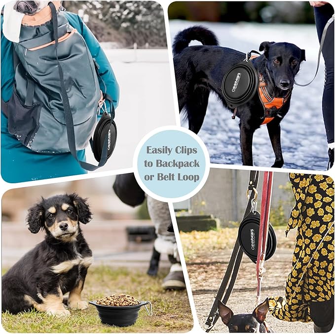 Silicone Non-Skid Collapsible Travel Dog Bowl, 2 Pack Lightweight & Leak-Proof Pet Bowl, Food Grade Portable Pet Bowls, for Dogs and Cats